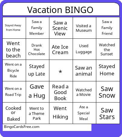 Vacation Bingo