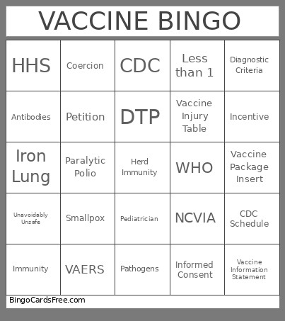 VACCINE Bingo Card