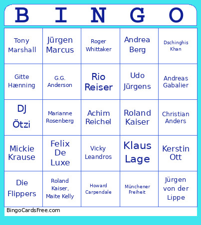 VAF Schlager Bingo Card