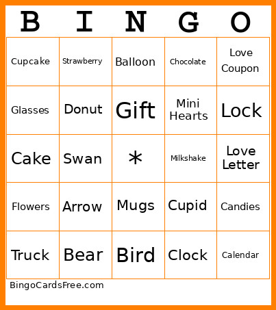 Valentine Bingo Card