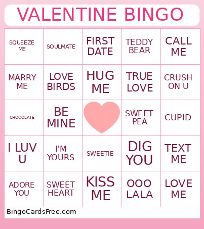 VALENTINE Bingo Card
