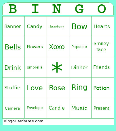 Valentines Bingo Card