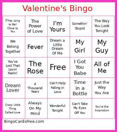 Valentine's Bingo Card 2
