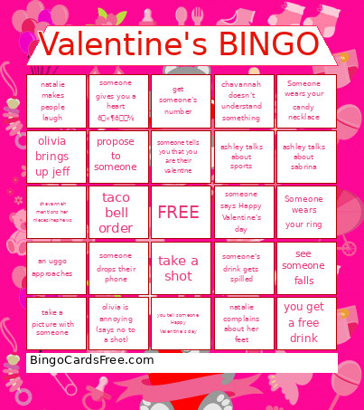 Valentine's Bingo Card