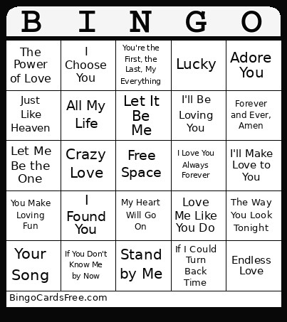 Valentine's Bingo Card