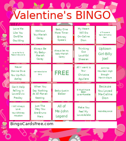 Valentine's Bingo Card