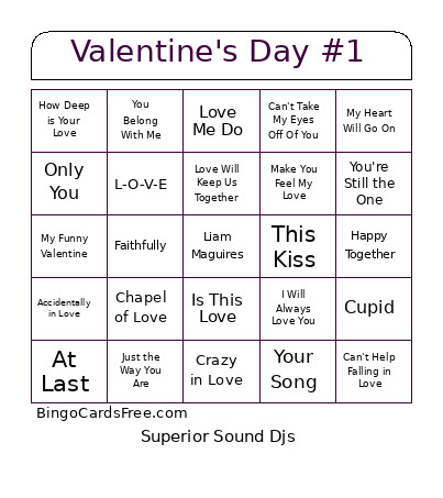Valentine's Day #1 Bingo Card
