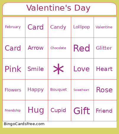 Valentine's Day Bingo Card