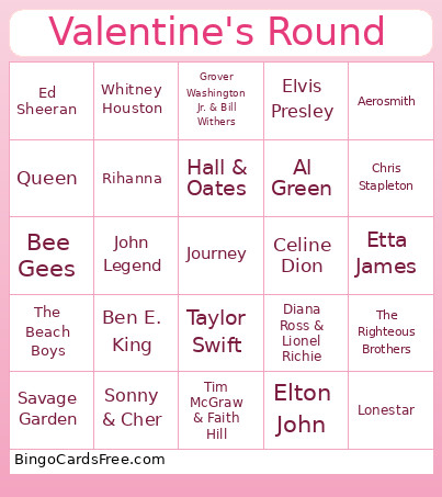 Valentine's Round Bingo Card