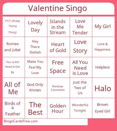 Valentine's Singo Bingo