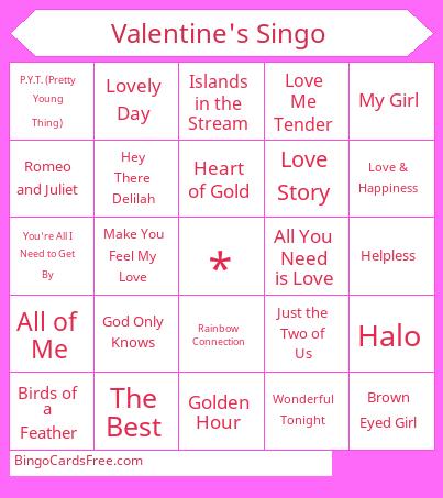 Valentine's Singo Bingo