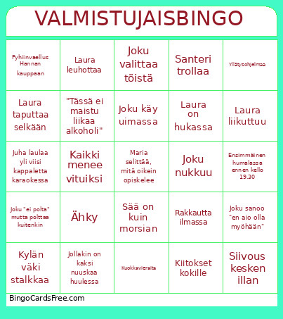 VALMISTUJAIS Bingo Card