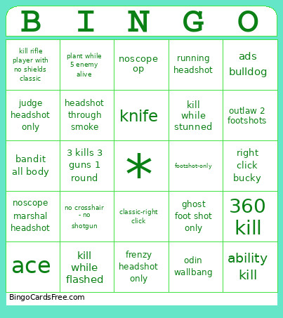 Valooo Bingo Card