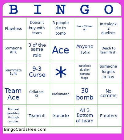 Valorant Bingo Card