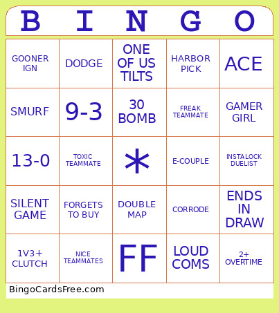 VALORANT Bingo Card 2