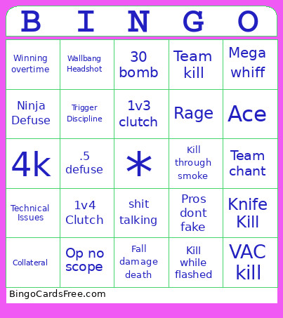Valorant Bingo Card