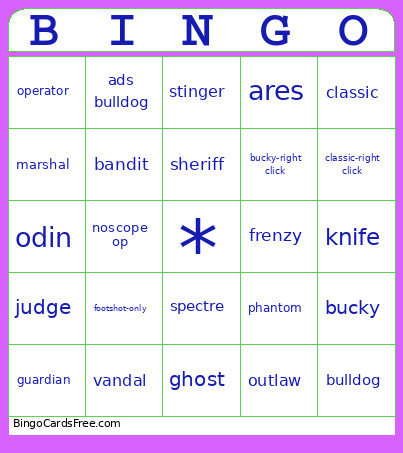 Valorant Bingo Card 2