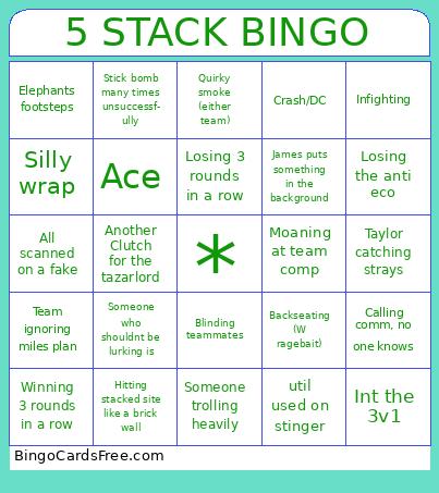 Valorant 5 stack Bingo