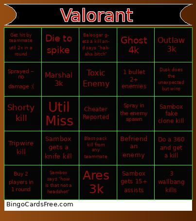 Valorant Bingo