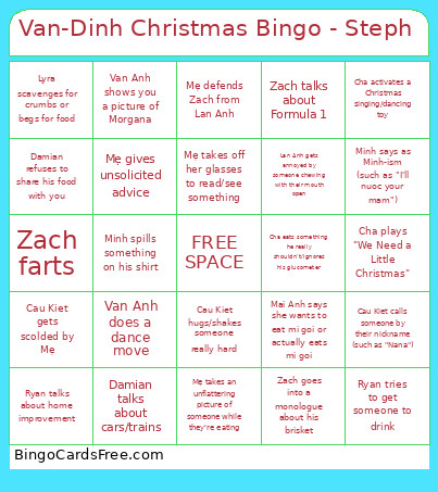 Van-Dinh Christmas - Steph Bingo Card