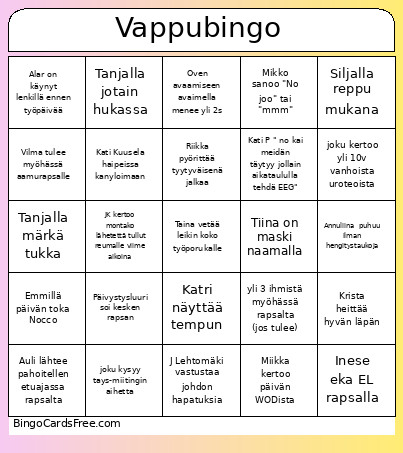 Vappu Bingo Card