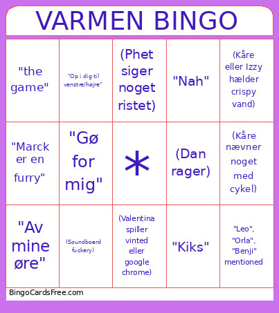 VARMEN Bingo Card