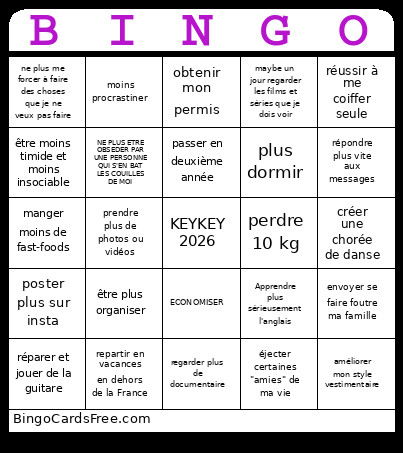 Vas Y Essaye De Réaliser La Moitié Des Objectifs Bingo Card