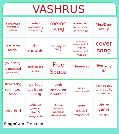 Vashrus Bingo Card