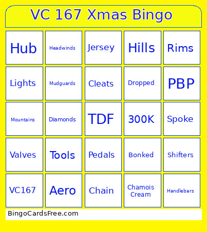 VC 167 Xmas Bingo Card