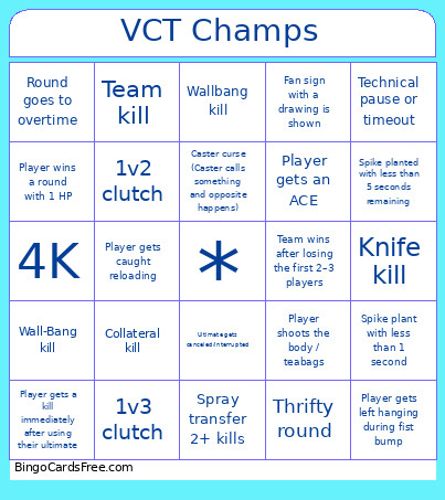 VCT Champs Bingo Card