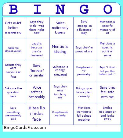 VDAY Bingo Card