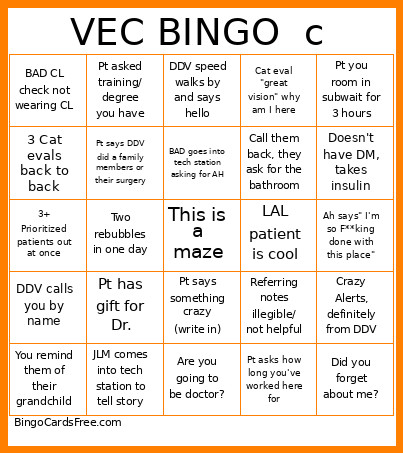 VEC C Bingo Card