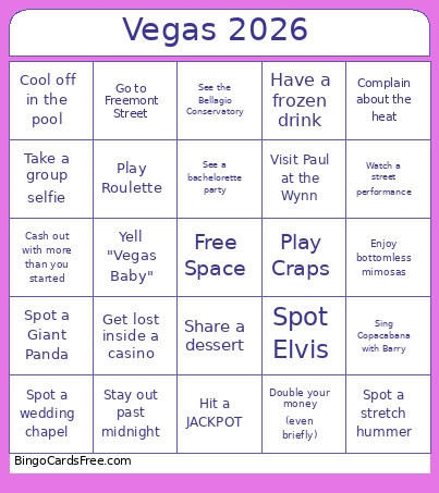 Vegas 2026 Bingo Card