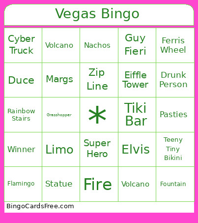 Vegas Bingo Card