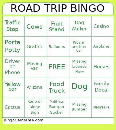 Vegas Road Trip Bingo