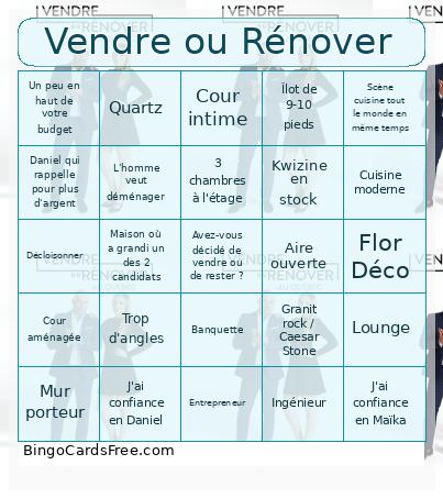 Vendre Ou Rénover Bingo Card