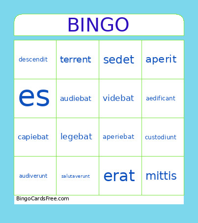 VERBOS LATINOS Bingo Card