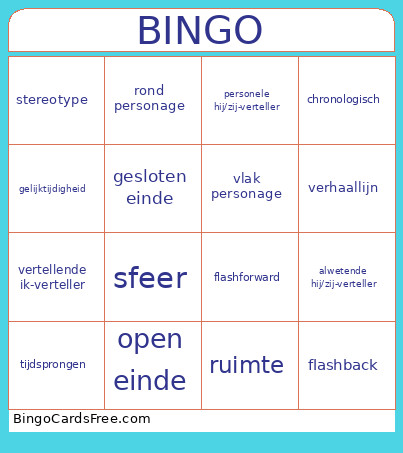 Verhaalaspecten Bingo Card