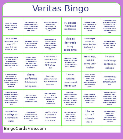 Veritas Bingo Card