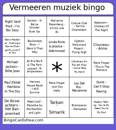 Vermeeren muziek bingo