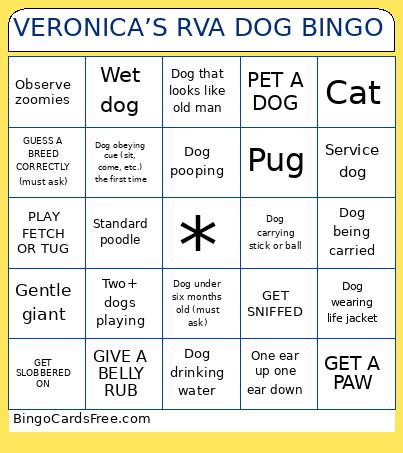 VERONICA’S RVA DOG Bingo Card