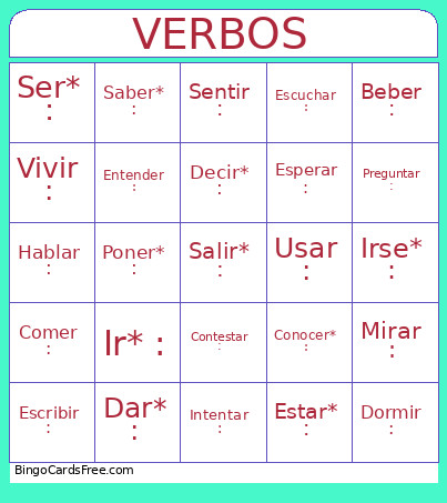 Verrbos Bingo Card
