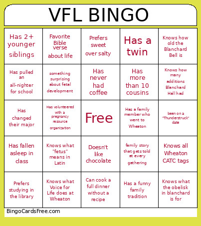 VFL Bingo Card