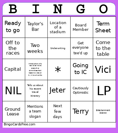 Vialli Version 3 Bingo Card