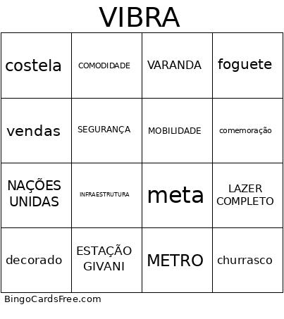 VIBRA V1.1 Bingo Card