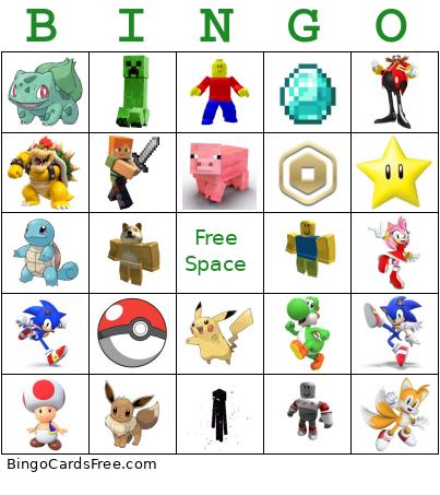 Video Game Bingo Card