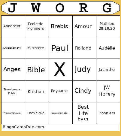 Vie De Pionnier Bingo Card
