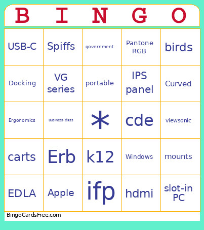 ViewSonic Bingo Card