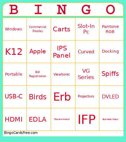ViewSonic PubSec Bingo Card