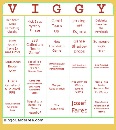 Viggys 2025 Bingo Card